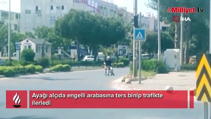 Engelli aracında tehlikeli yolculuk! “Akşama haberlerde çıkarız değil mi?”