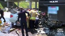 Tuzla'da otobüse çarpan otomobildeki anne öldü baba ve çocuk yaralandı