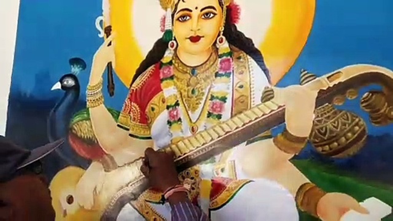 Painting oilpaint Saraswati Maa