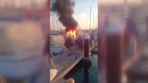 Marinada demirli teknede çıkan yangın