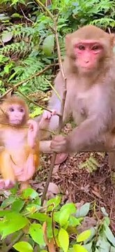 Baby monkey newborn cute animals and Mom 5