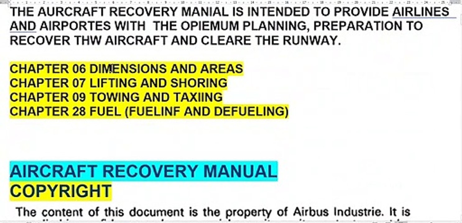 HOW TO USE AIRCRAFT RECOVERY MANUAL