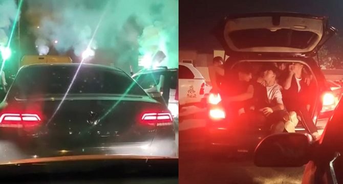 Asker eğlencesi terörü! Yol kapatıp meşale yaktılar