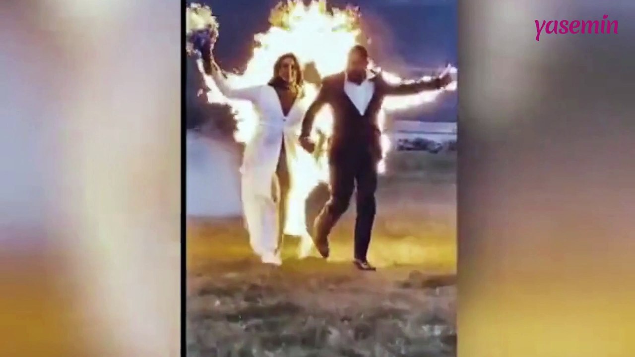 Gelin ve damat kendisini ateşe verdi