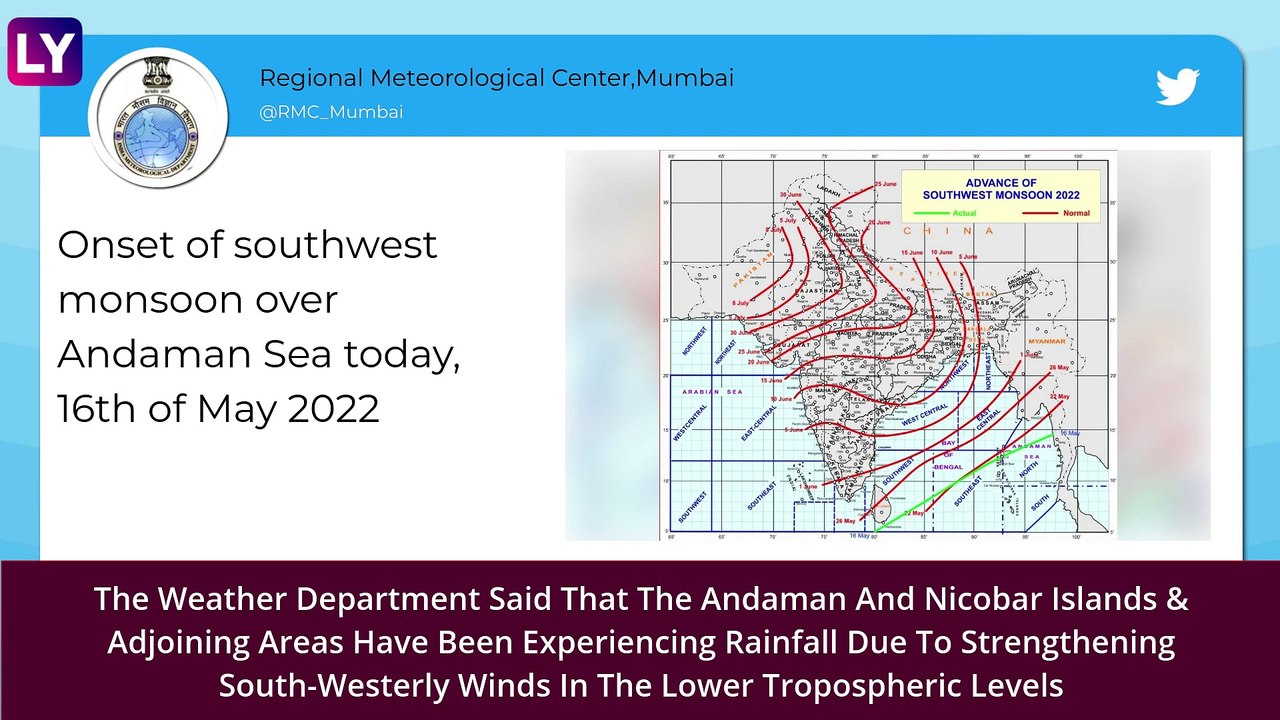 South-West Monsoon Reaches Andaman & Nicobar Islands, IMD Warns Of Heavy Rains In Assam, Meghalaya, West Bengal