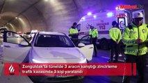 Tünelde zincirleme kaza! 3 kişi yaralandı