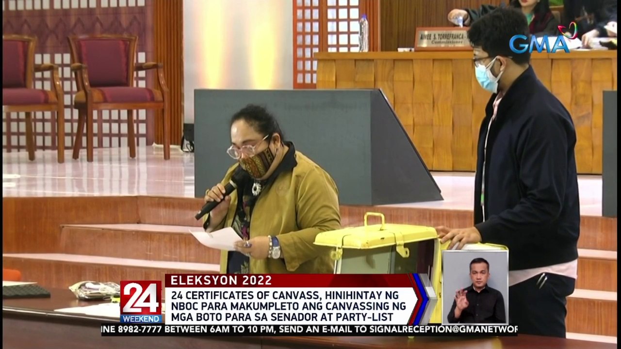 24 certificates of canvass, hinihintay ng NBOC para makumpleto ang canvassing ng mga boto para sa senador at party-list | 24 Oras Weekend