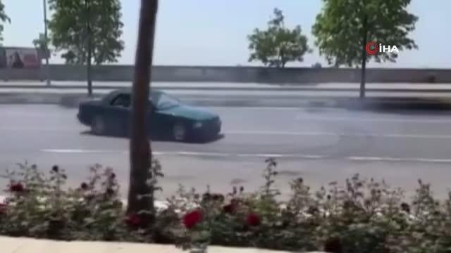 Düğün konvoyunun önünü kesip drift yaptı