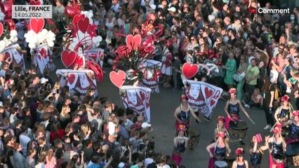 France: parade marks the opening of "Utopia" festival in Lille