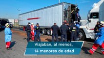 Tráiler atropella y mata a ciclista en Huehuetoca; llevaba 168 migrantes en la caja