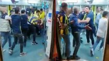 Marmaray savaş alanına döndü! Fenerbahçeliler, Trabzonsporlulara tekme tokat saldırdı