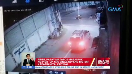 Rider, patay matapos masalpok ng pick-up ang sinasakyang motor; kapatid niya, kritikal | UB