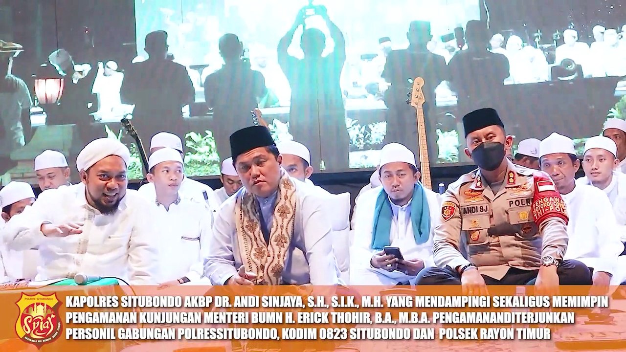 Forkopimda Situbondo Dampingi Menteri Bumn H. Erick Thohir Launching Majelis Sholawat At-Thohir
