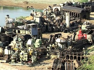 Remains of dismantled ship resembling broken toys, Alang!