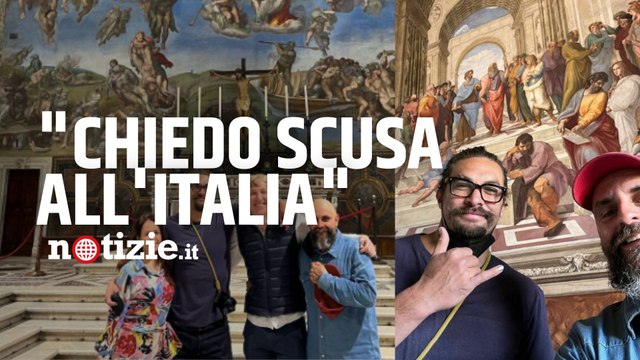 Vaticano, Jason Momoa si scusa per la foto coi fan italiani davanti alla Cappella Sistina: Non volevo offendervi