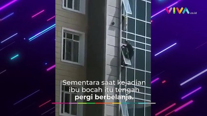 Detik-detik Pria Selamatkan Balita Tergantung di Gedung