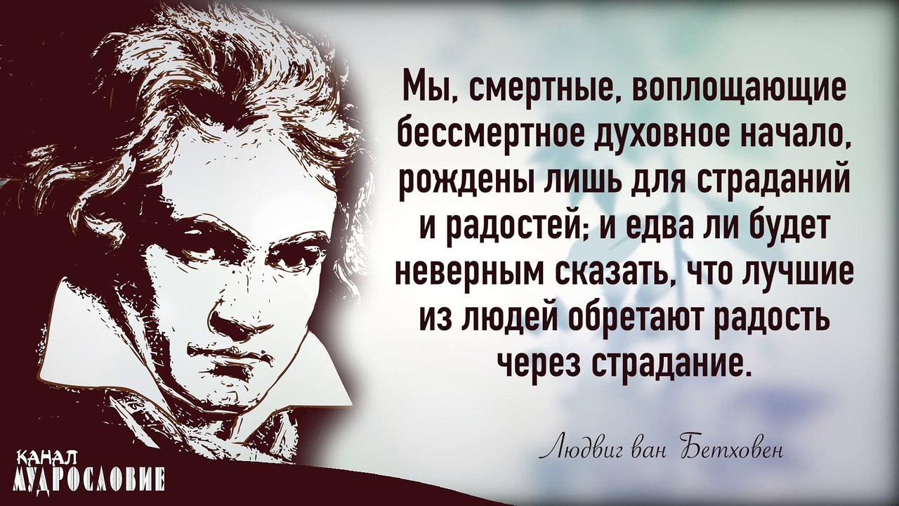 Слова как музыка от Людвига ван Бетховена. Мудрые мысли,  цитаты и афоризмы композитора.