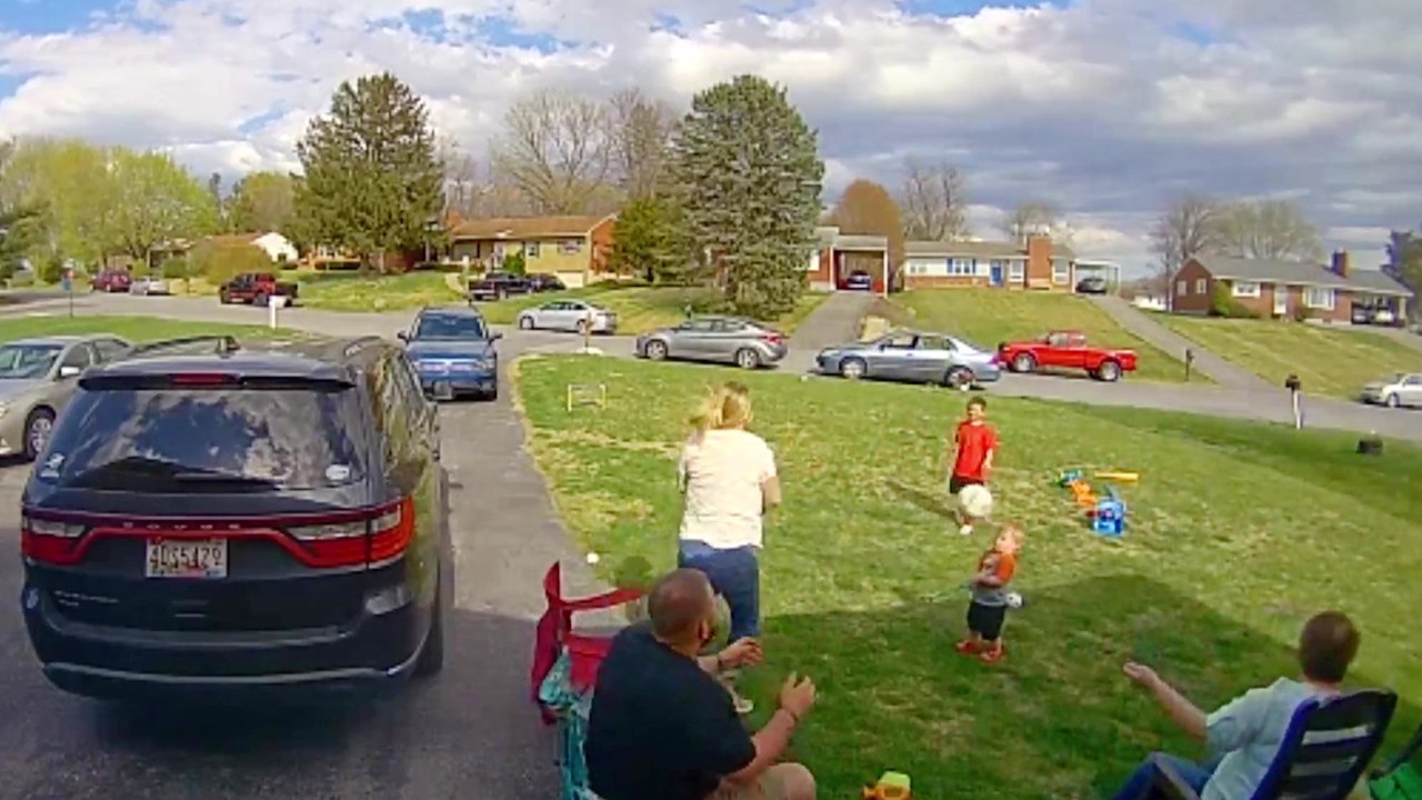 'Ring camera catches woman accidentally knocking down toddler with a ball hit'