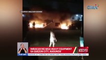 Imbakan ng mga heavy equipment sa QC, nasunog | UB