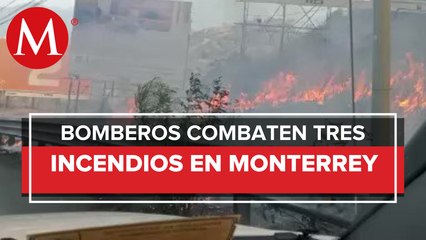 Cierran bulevar por combate de tres incendios simultáneos en Monterrey