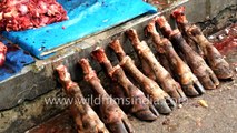 Cow's feet and other organs for sale in Iewduh, Shillong
