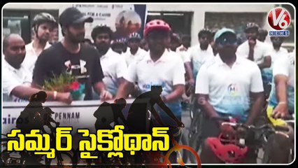 Summer Cyclothon Pedal For A Cause 10k run Launched By Rahul Vijay At Gachibowli _V6 News