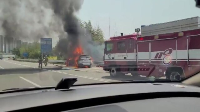 나주 도로 달리던 BMW 차량 화재...인명 피해 없어 / YTN