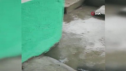 Yarım saat süren yağmur cadde ve sokakları göle çevirdi