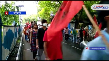 Young activists of CPM have played football on the road