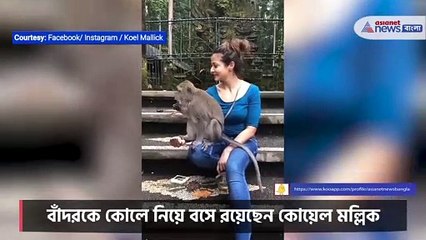 Viral video of a monkey sitting on the lap of Koel Mallick