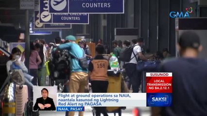 Flight at ground operations sa NAIA, naantala kasunod ng Lightning Red Alert ng PAGASA | Saksi