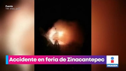 Castillo de pirotecnia cae sobre asistentes en Zinacantepec