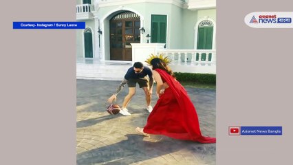Viral video of Sunny Leone is playing saree