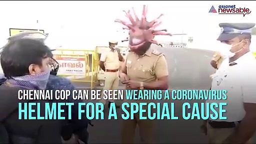 Coronavirus: Chennai policeman wears COVID-19 helmet to spread awareness