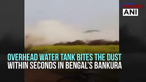 Watch: Overhead water tank collapses within seconds in West Bengal’s Bankura