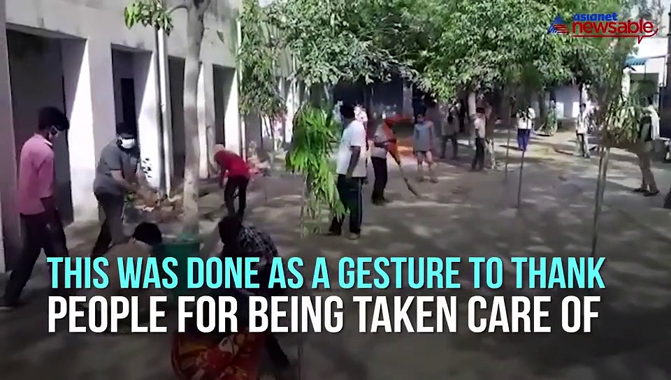 Quarantined migrant workers paint walls of schools thanking locals for food and shelter