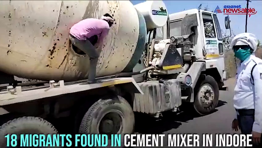 Men caught travelling in concrete mixer truck in MP’s Indore
