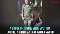 Youths get into trouble for cutting birthday cake with sword