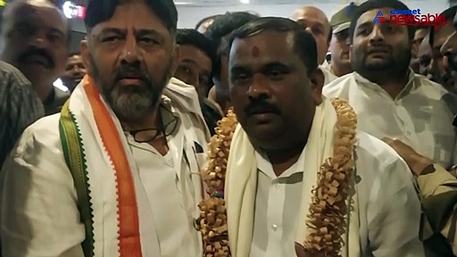 DK Shivakumar returns to Bengaluru, receives grand welcome at airport