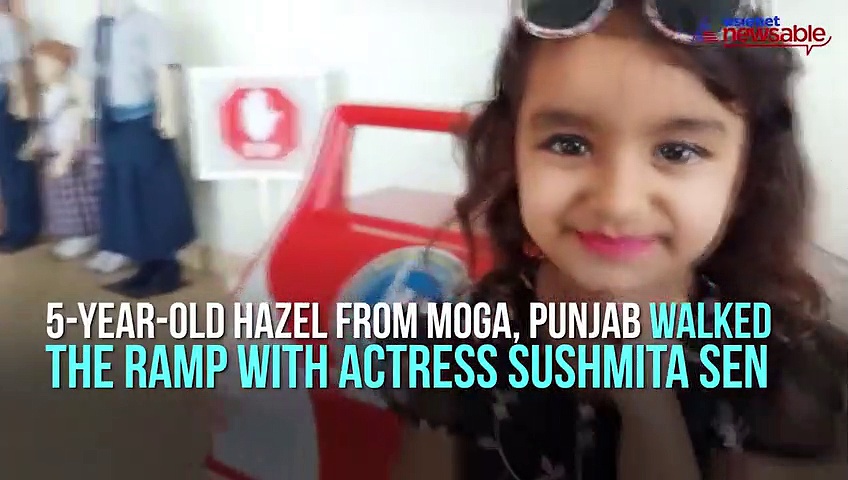 5-year-old Hazel from Punjab walks the ramp with Sushmita Sen