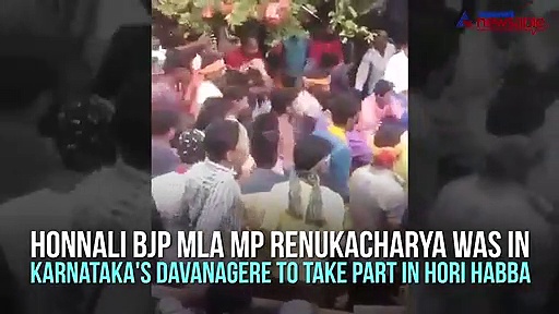 Karnataka BJP MLA Renukacharya misses accident by a whisker, escapes ox attack