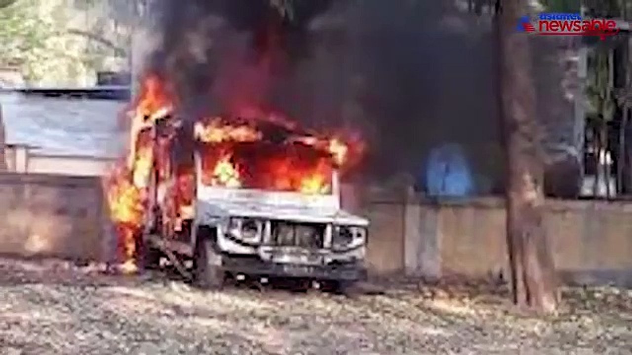 Jeep on fire