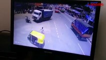 Bike rams straight into a tipper, CCTV footage captures horrific accident