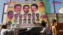 Activist of Karnataka Rakshana Vedike sabotage Tamil hoarding of BBMP Corporator