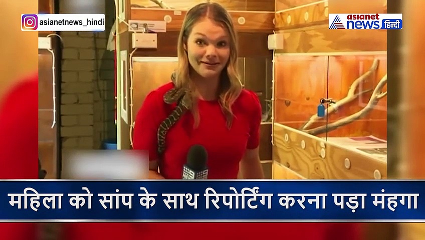 टीवी पर लाइव रिपोर्टिंग कर रही थी लड़की, अचानक गले में लिपट गया सांप, उठाया फन, फिर...