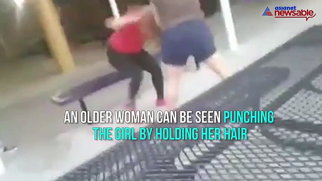 Video of older woman brutally thrashing a girl at school leaves social media buzzing