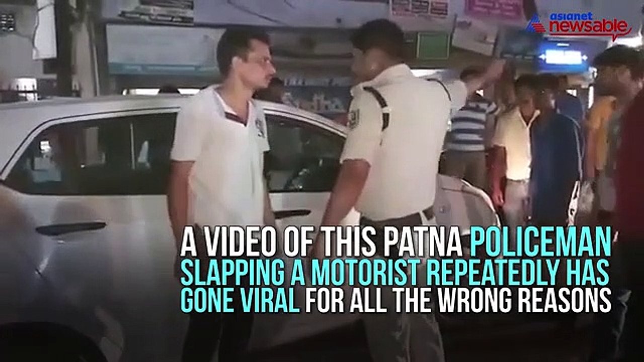 Man gets slapped by Patna police man for not pa...
