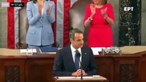 Kıbrıs'ta iki devletli çözümü asla kabul etmeyeceklerini belirten Yunanistan Başbakanı Miçotakis, bu sözleri üzerine ABD Kongresi'nde ayakta alkışlandı.