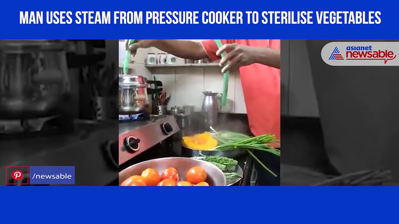 Viral video: Man uses pressure cooker steam to sterilise vegetables
