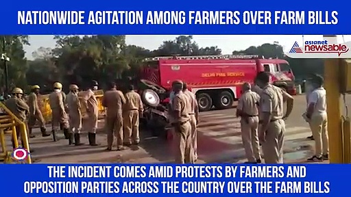 Watch: Tractor set on fire at India Gate amid protests over Farm Bills